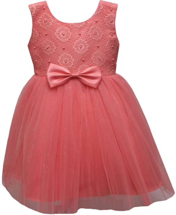 Girls Fancy Dress in Coral #0232301