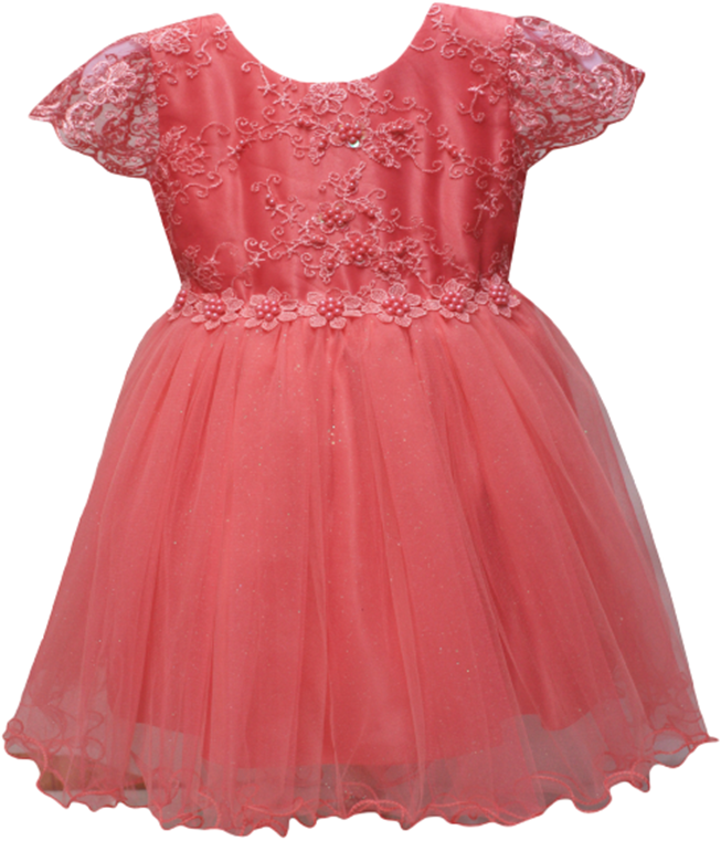 Girls Fancy Dress in Coral #0232319