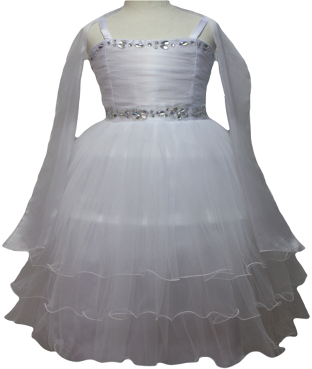 Girls Fancy Dress in White #0232301