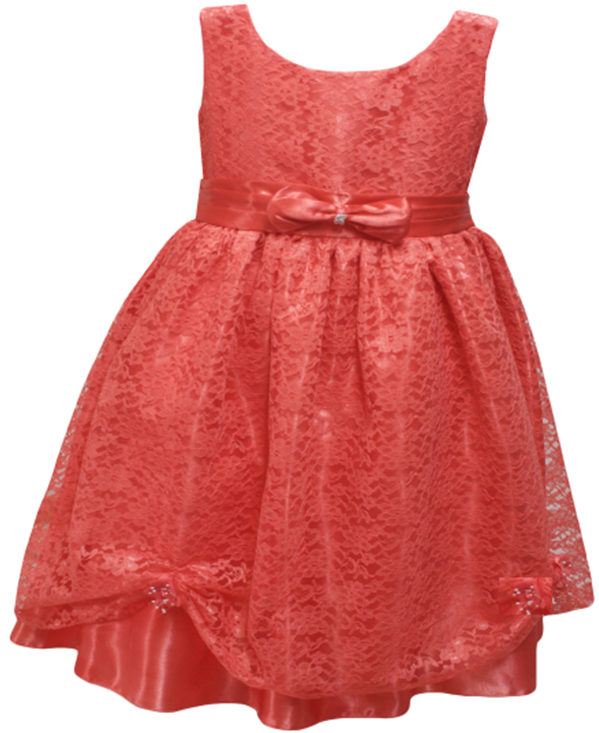 Girls Fancy Dress in Coral #0232323