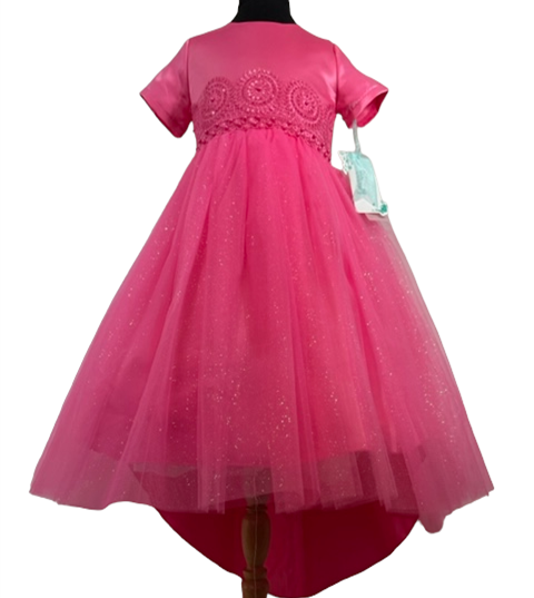 Girls Fancy Long Dress in Fuchsia #0232355-1