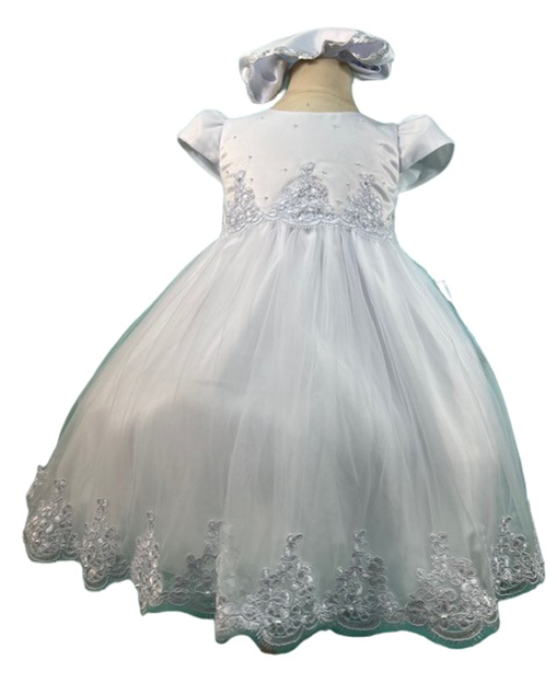 Girls Christening Long Dress in White #0232375