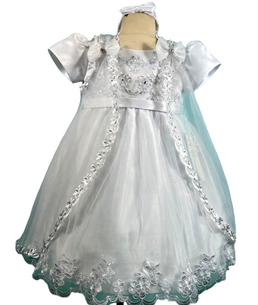 Girls Christening Long Dress in White #0232377