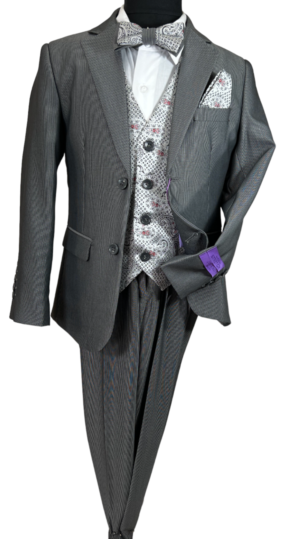 JODANO Boys 5 Piece Suit in Light Gray #2121206