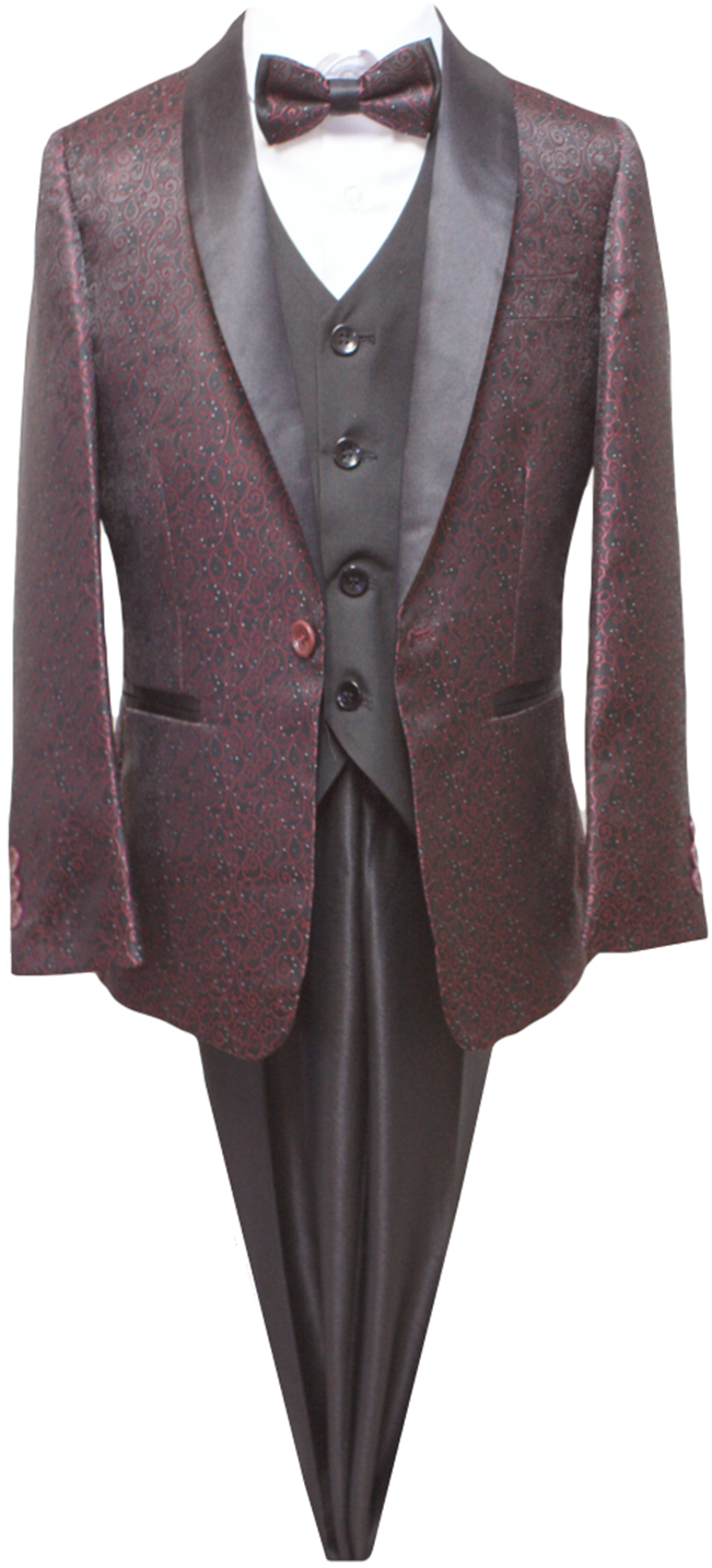 JODANO Boys 5 Piece Suit in Burgandy #2121220