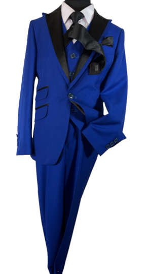 JODANO Boys 5 Piece Suit in Royal Blue and Black #2121222