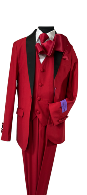 JODANO Boys 5 Piece Suit in Red and Black #2121222