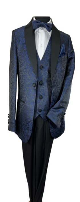 JODANO Boys 5 Piece Suit in Black and Blue #2121230