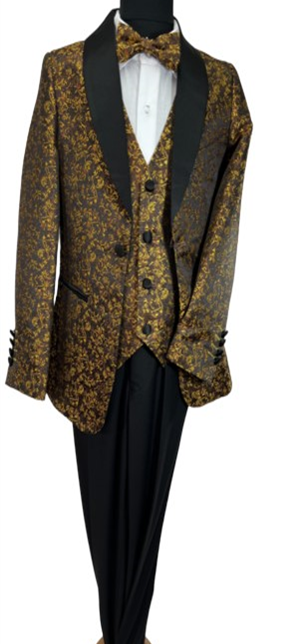 JODANO Boys 5 Piece Suit in Gold and Black #2121230