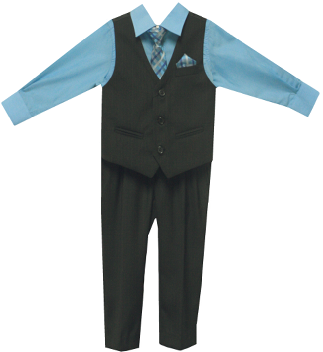 Boys 4pc Vest Sets in Black/Aqua #2161901