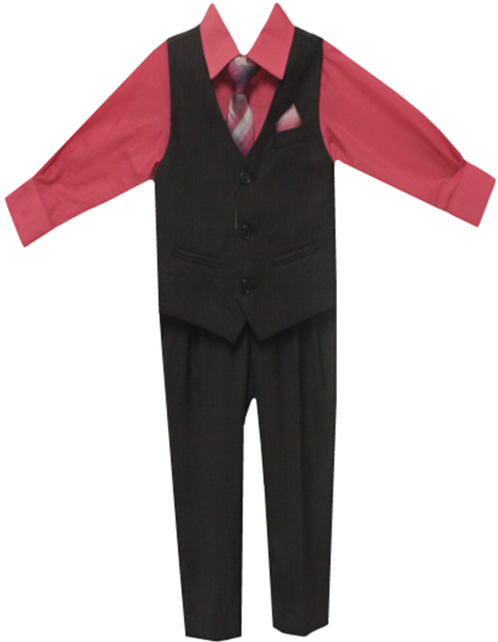 Boys 4pc Vest Sets in Black/Fuchsia #2161901