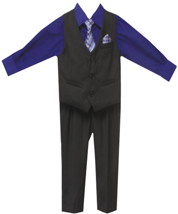 Boys 4pc Vest Sets in Black/Royal Blue #2161901