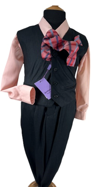 Boys 4pc Vest Sets in Black/ Blush Pink #2161901