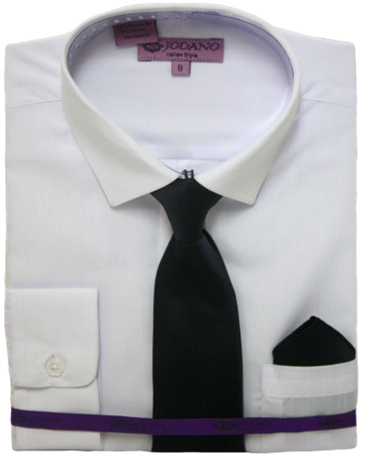 Boys' Long Sleeve Button Down & Tie in White/Navy #2502501