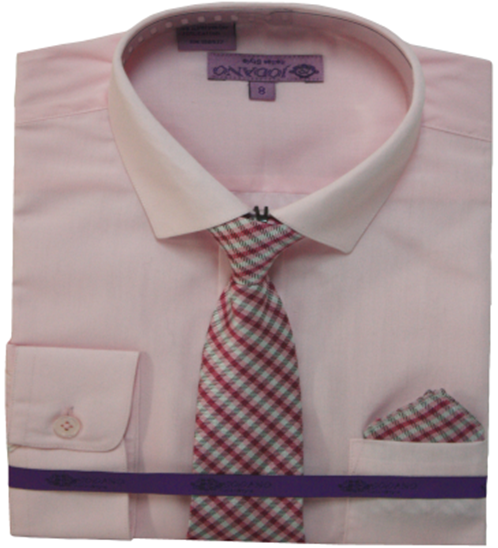 Boys' Long Sleeve Button Down & Tie in Blush/Pink #2502502