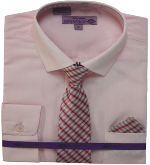 Boys' Long Sleeve Button Down & Tie in Dusty/Rose #2502502