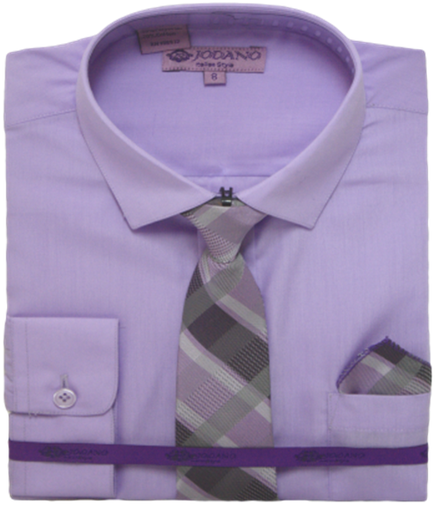 Boys' Long Sleeve Button Down & Tie in Lilac/Lilac #2502502