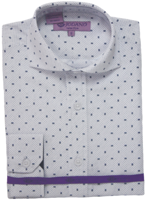 Boys' Long Sleeve Button Down in White Black Print #2502510