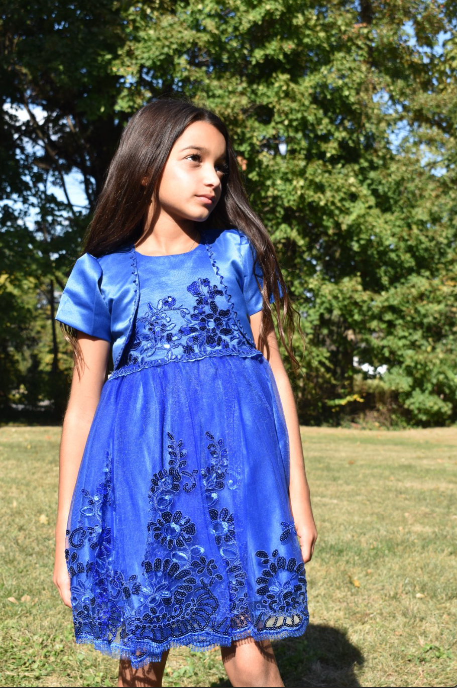 Girls Fancy Dress in Royal Blue #0232366