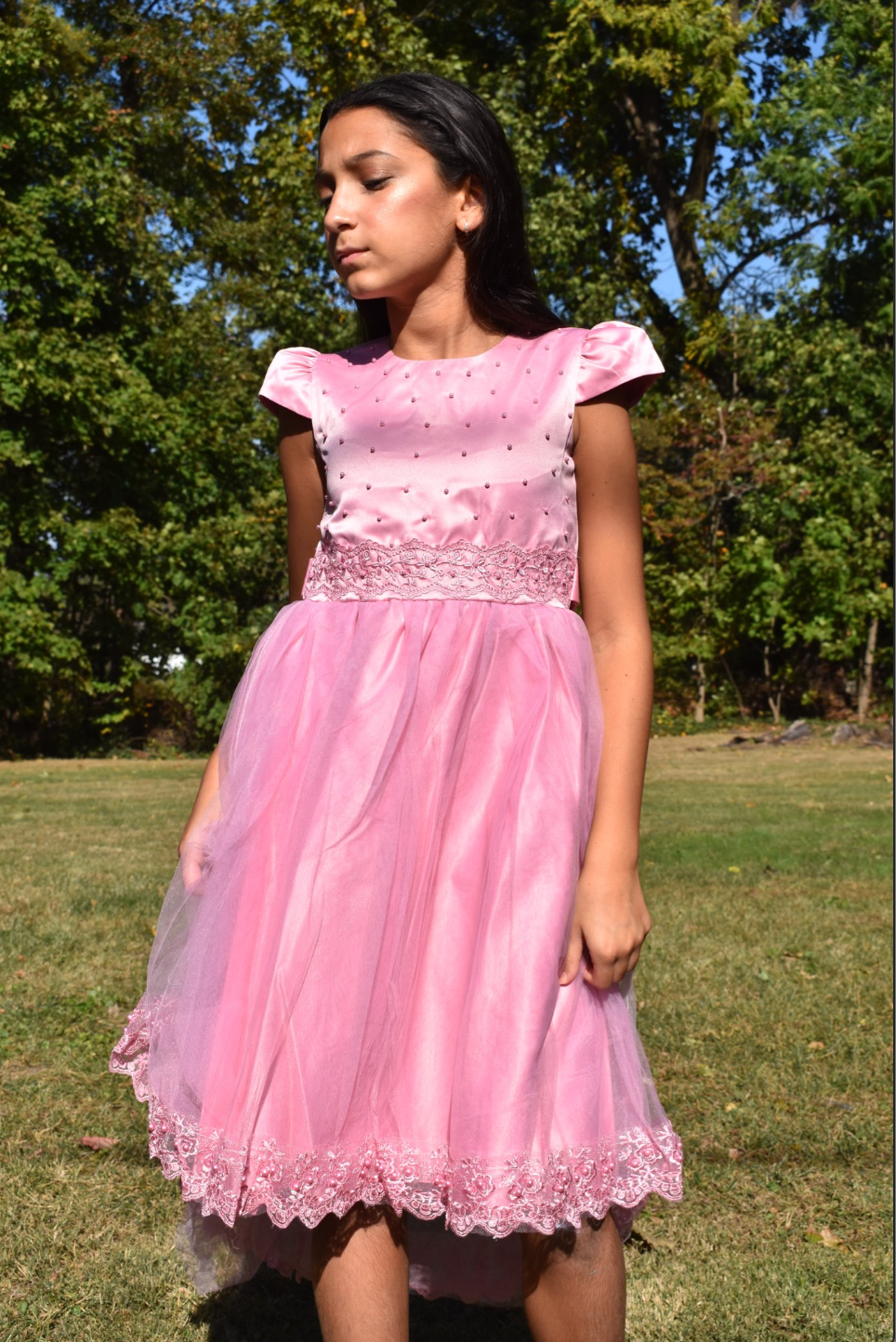 Girls Fancy Dress in Rose Pink  #0232374