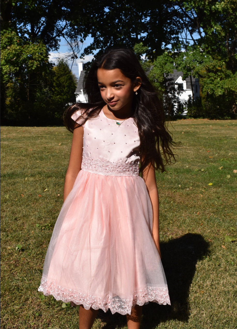 Girls Fancy Dress in Blush Pink #0232374