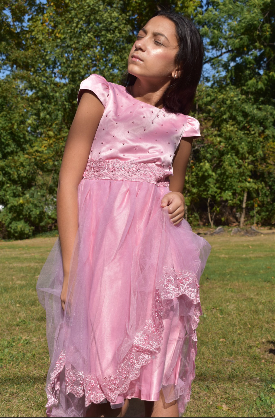 Girls Fancy Dress in Rose Pink  #0232374