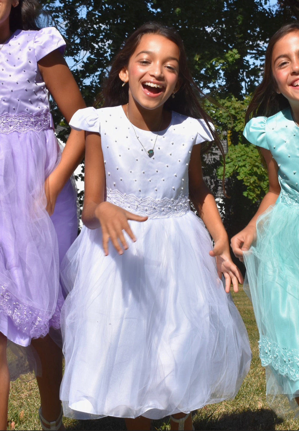 Girls Communion Long Dress in White #0232374