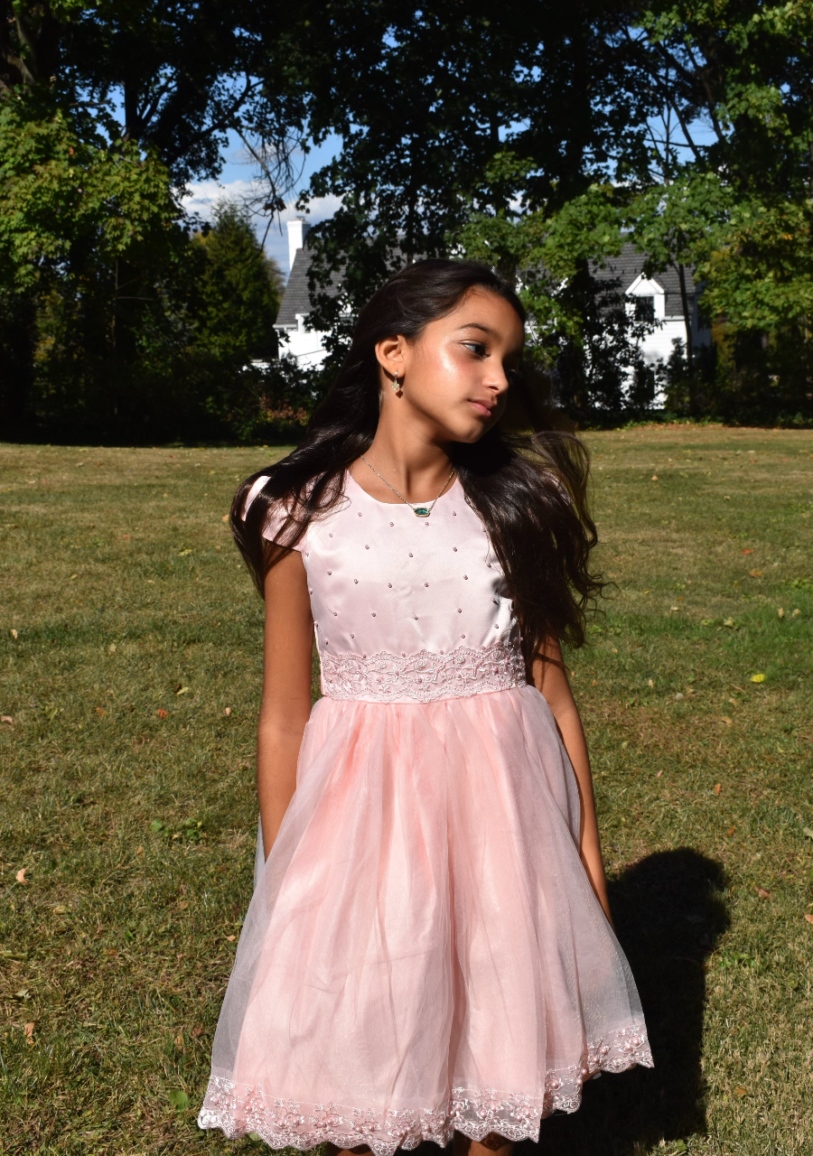 Girls Fancy Dress in Blush Pink #0232374