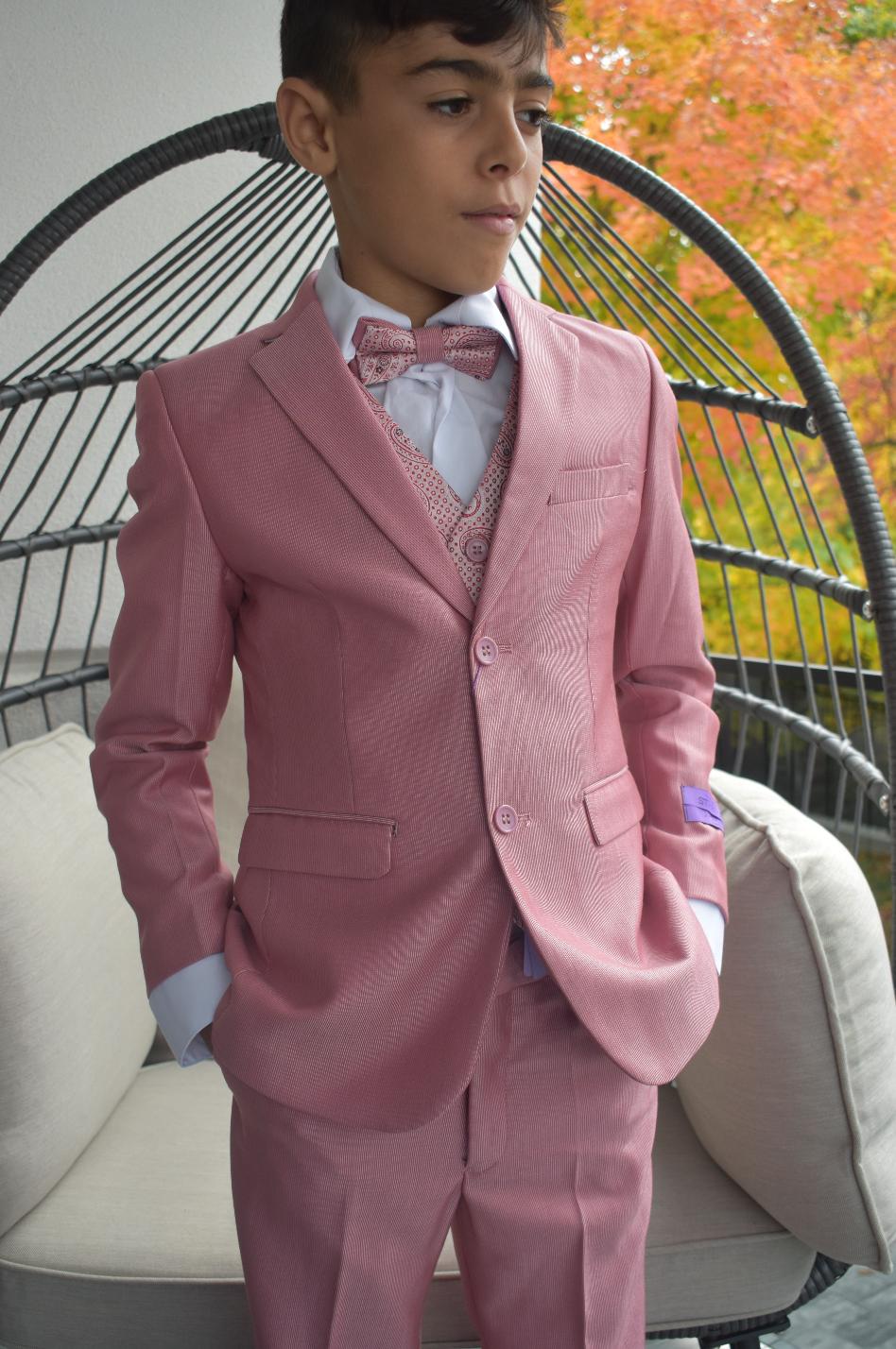 JODANO Boys 5 Piece Suit in Rose Pink #2121206