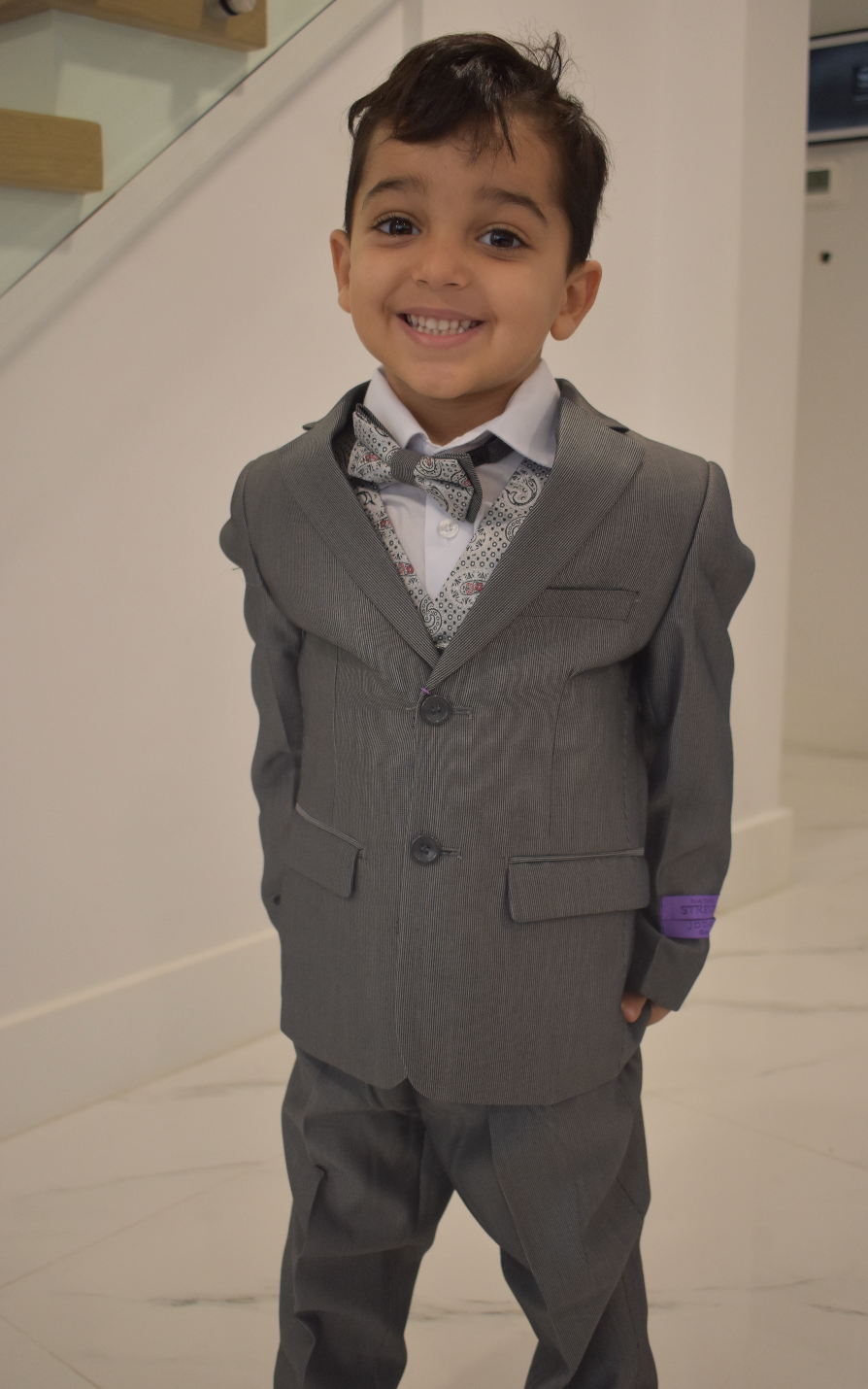 JODANO Boys 5 Piece Suit in Light Gray #2121206