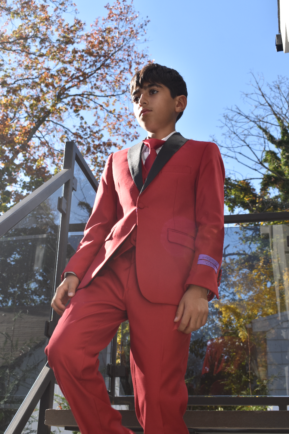 JODANO Boys 5 Piece Suit in Red and Black #2121222