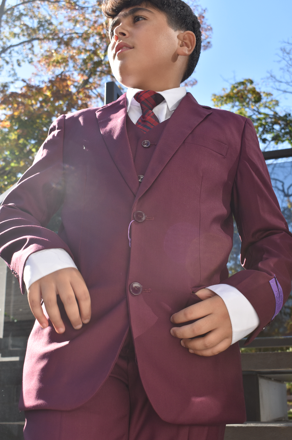 JODANO Boys 5 Piece Suit in Burgandy #2121304-5