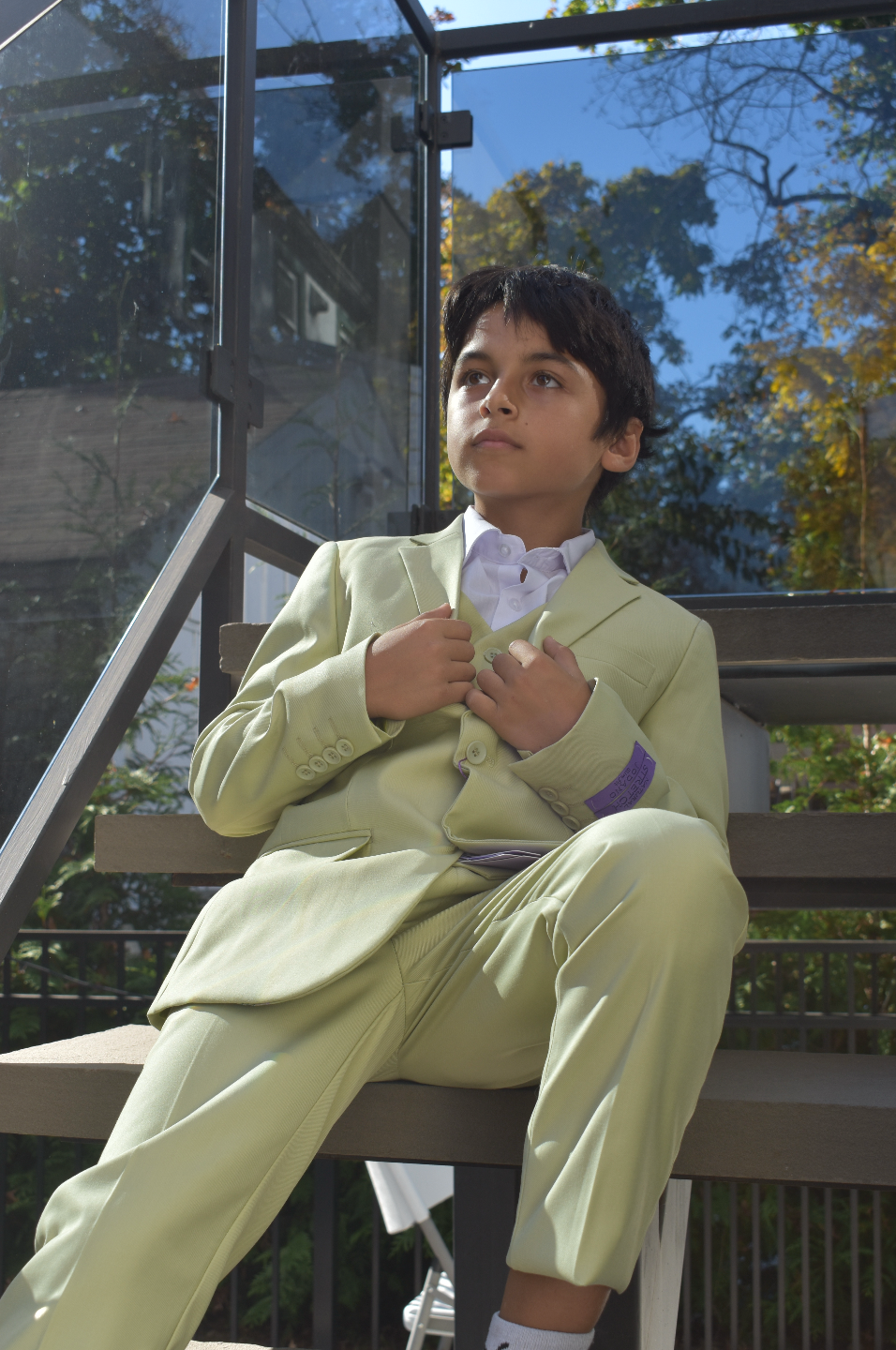 JODANO Boys 5 Piece Suit in Light Sage #2121304-5