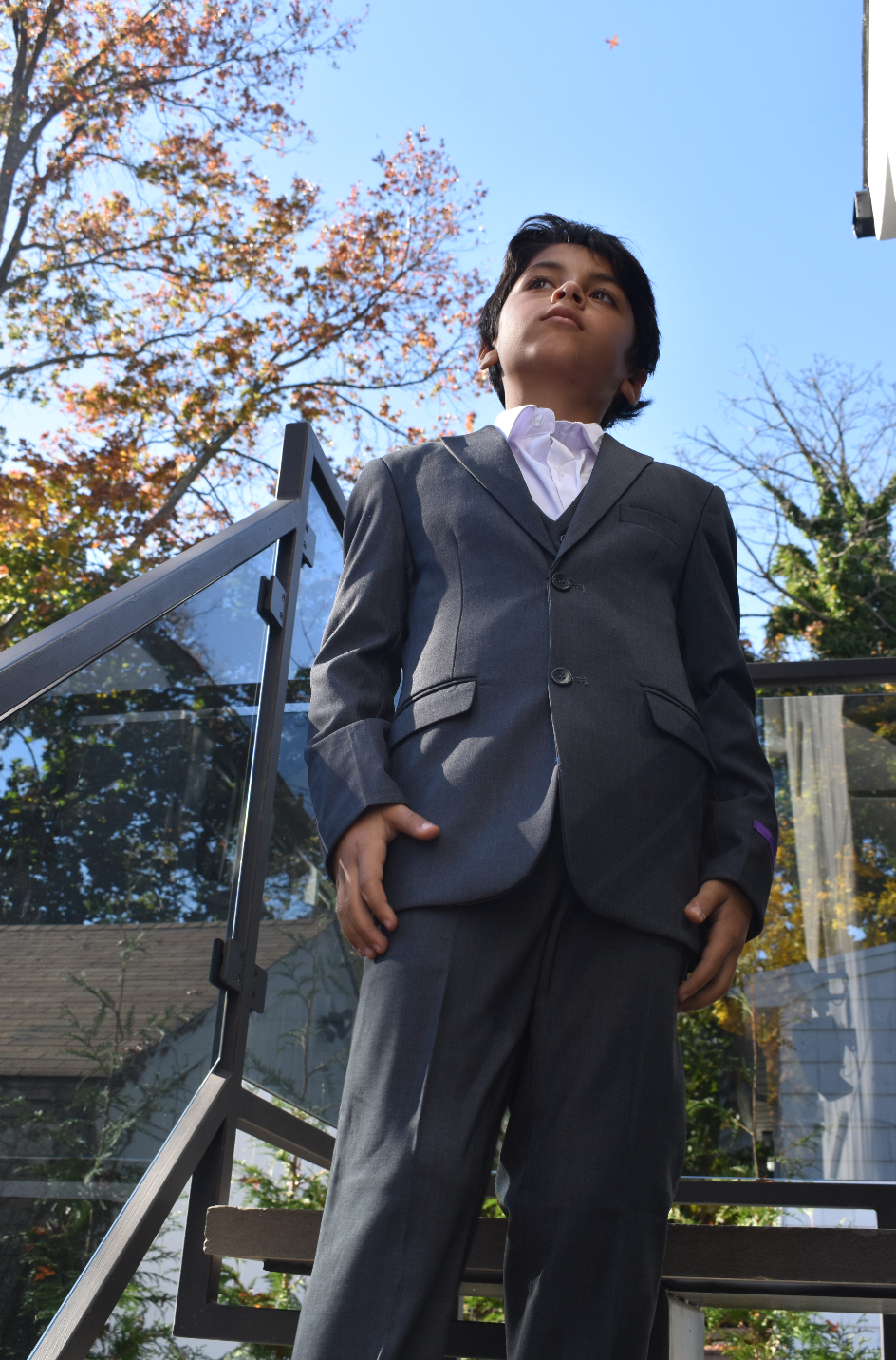 JODANO Boys 5 Piece Suit in Charcoal #2121304