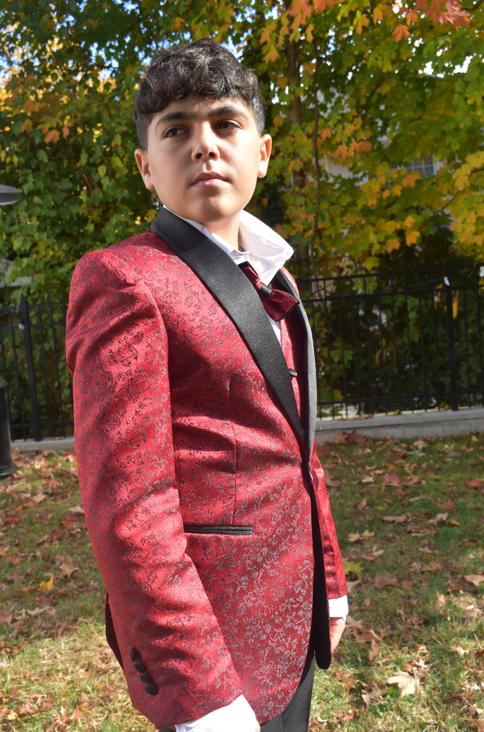 JODANO Boys 5 Piece Suit in Red and Black #2121230